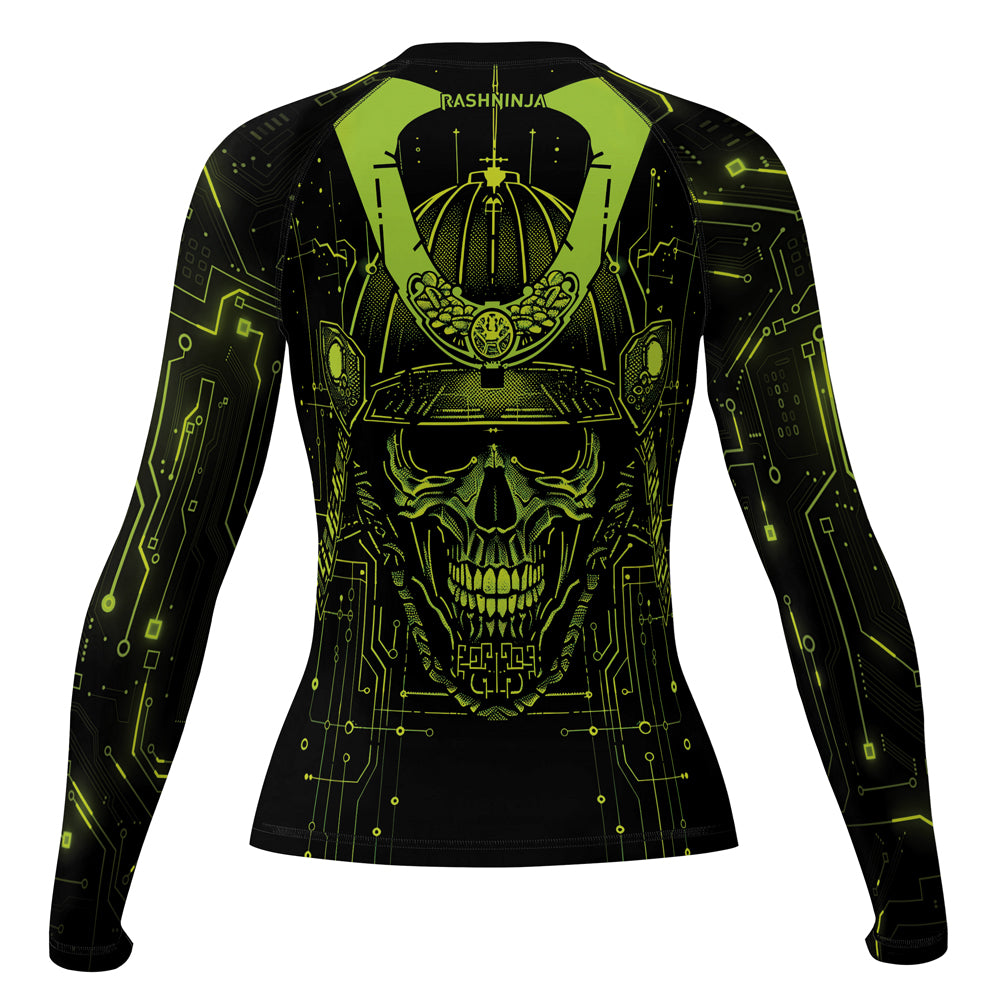 Rashninja Cyber Samurai Circuit Green Women's Long Sleeve Rash Guard

