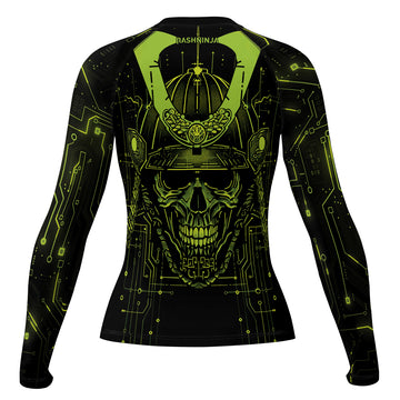 Rashninja Cyber Samurai Circuit Green Women's Long Sleeve Rash Guard

