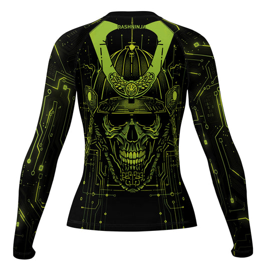 Rashninja Cyber Samurai Circuit Green Women's Long Sleeve Rash Guard

