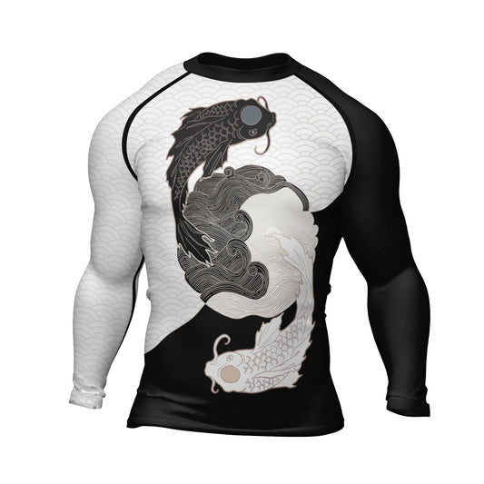 Rashninja Black & White Koi Yin Yang Men's Long Sleeve Rash Guard