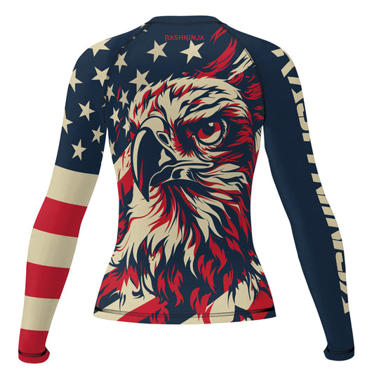 Rashninja Patriotic Eagle Flames Women's Long Sleeve Rash Guard