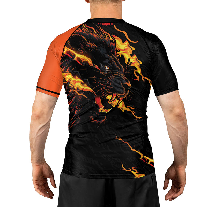 Rashninja Regal Roar Men's Short Sleeve Rash Guard | Lion Fightwear