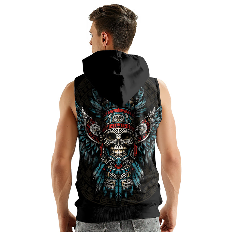 Rashninja Aztec High Chief Skull Sleeveless Hoodie | Sleeveless Hoodie