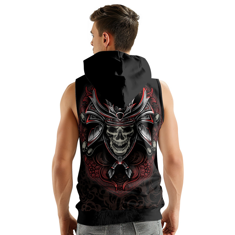 Rashninja Mystic Skull Samurai Sleeveless Hoodie | Sleeveless Hoodie