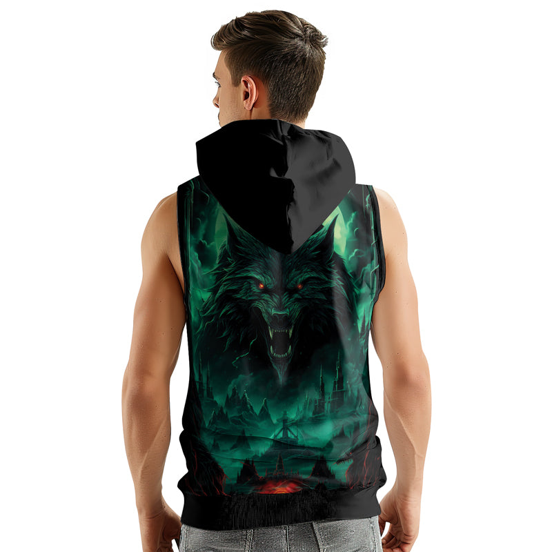 Rashninja Wild Snarling Wolf Sleeveless Hoodie | MMA Sleeveless Hoodie