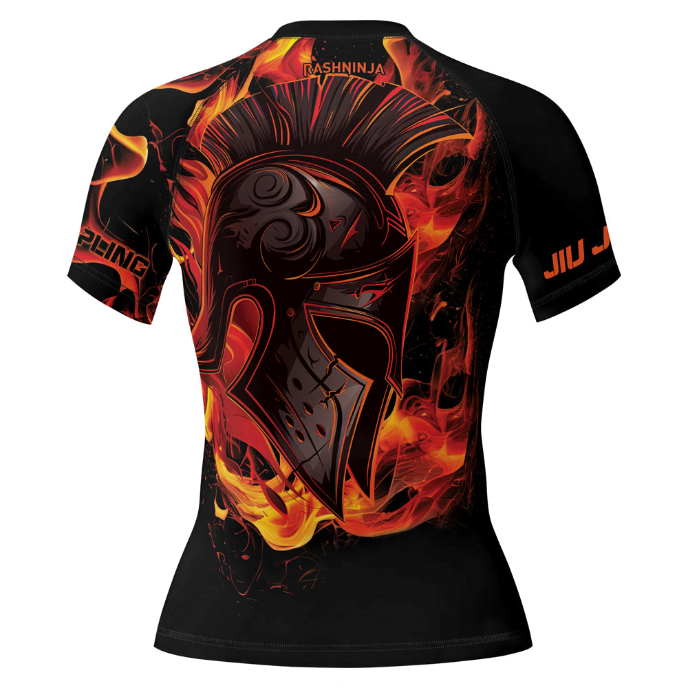 Rashninja Spartan Flame Helm Women's Short Sleeve Rash Guard