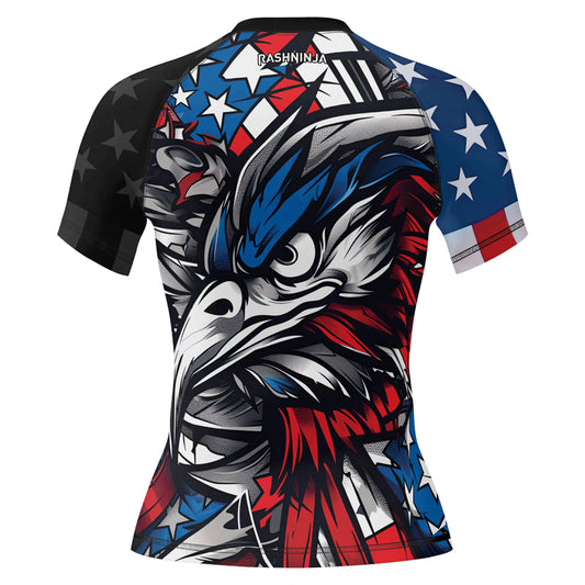 Rashninja Patriotic Eagle Sleeve Women's Short Sleeve Rash Guard