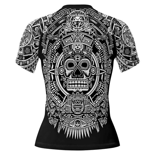 Rashninja Aztec Sun Stone Ranked Women's Short Sleeve Rash Guard