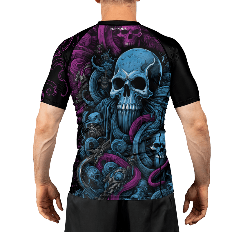 Rashninja Octopus Skull Majesty Men's Short Sleeve Rash Guard - Rashninja LLC