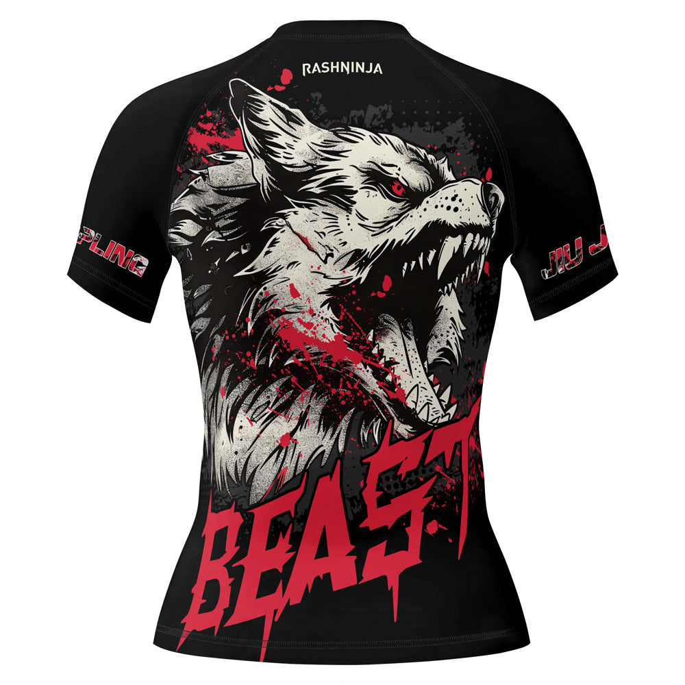 Rashninja Wolf Tribal Spirit Women's Short Sleeve Rash Guard

