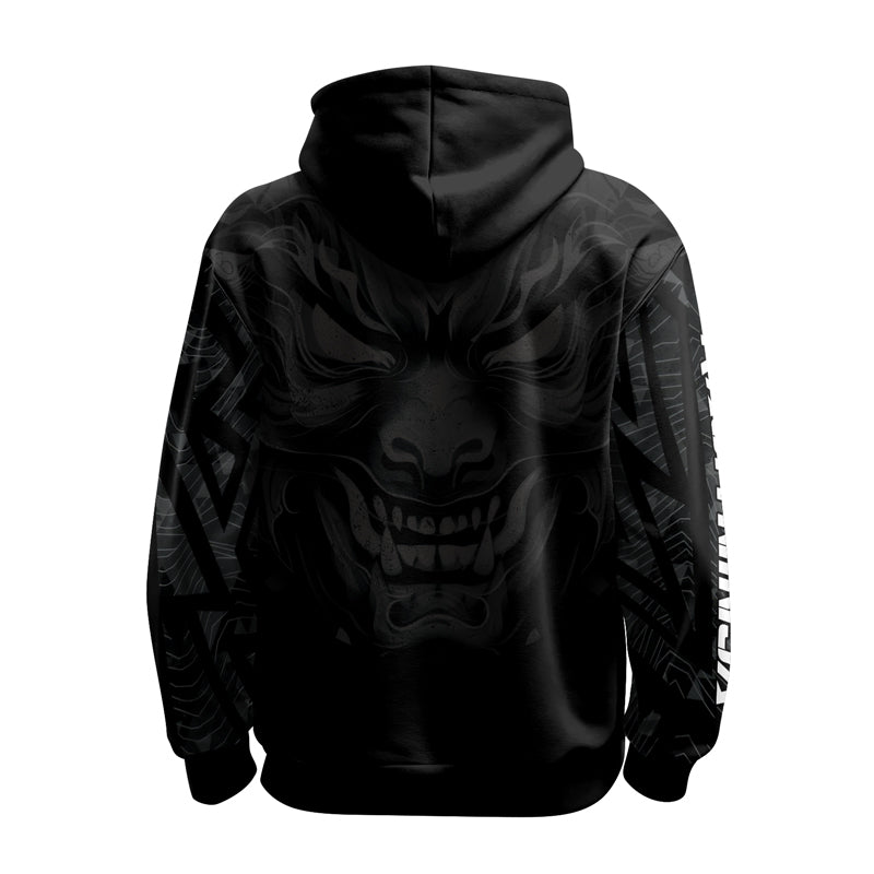 Rashninja Oni Fury AOP Hoodie | Japanese Samurai Hoodie | Samurai