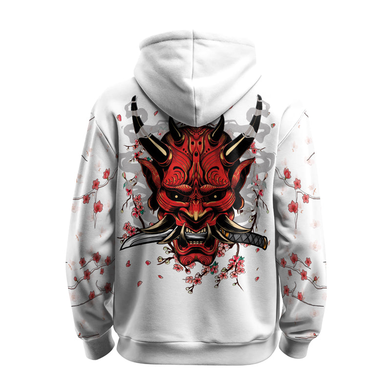 Rashninja Oni Blossom Fusion AOP Hoodie | Japanese Samurai Hoodie