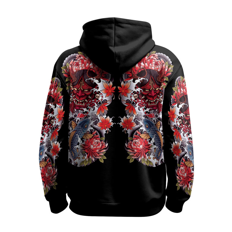 Rashninja The Oni Demon AOP Hoodie | Japanese Samurai Style Hoodie