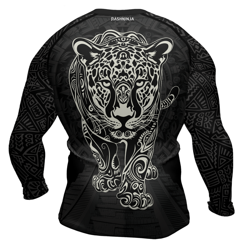 Rashninja Aztec Hunting Jaguar Men's Long Sleeve Rash Guard