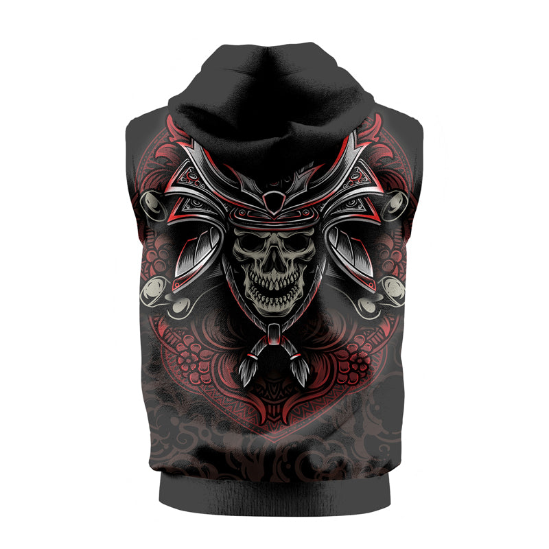 Rashninja Mystic Skull Samurai Sleeveless Hoodie | Sleeveless Hoodie