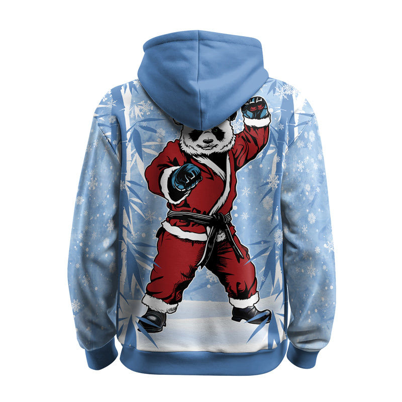 Rashninja Blue Santa Panda Kung Fu AOP Hoodie