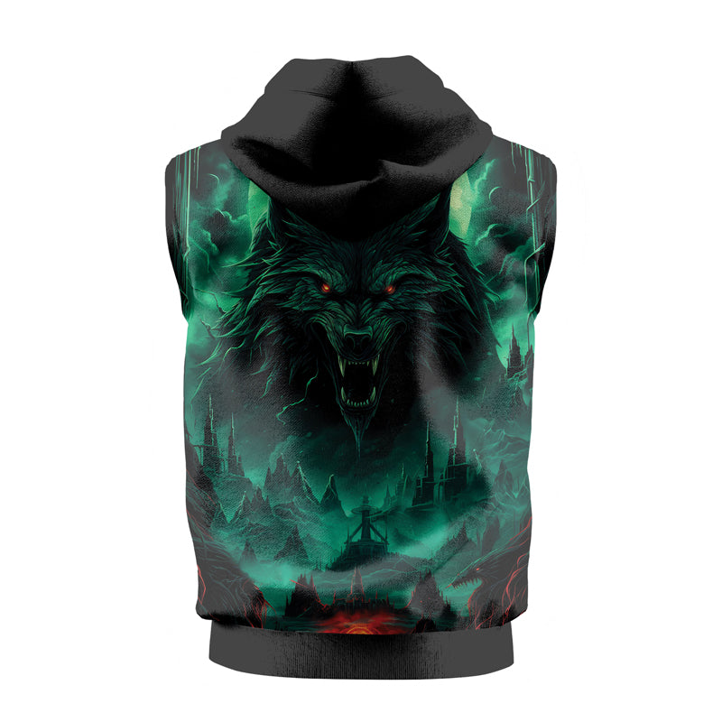 Rashninja Wild Snarling Wolf Sleeveless Hoodie | MMA Sleeveless Hoodie