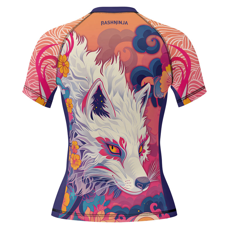 Rashninja Japanese White Kitsune Women's Short Sleeve Rash Guard