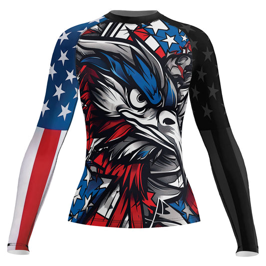 Rashninja Patriotic Eagle Sleeve Women's Long Sleeve Rash Guard

