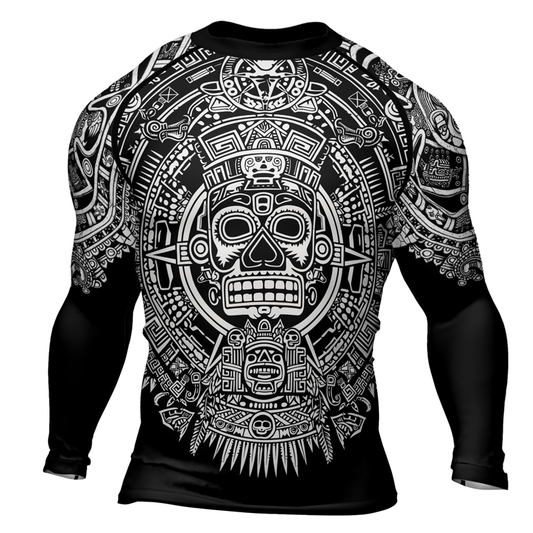 Rashninja Aztec Sun Stone Ranked Men's Long Sleeve Rash Guard