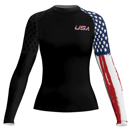 Rashninja American Flag Women's Long Sleeve Rash Guard