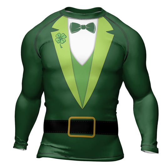 Rashninja Leprechaun Suit Men's Long Sleeve Rash Guard | Patrick Shirt