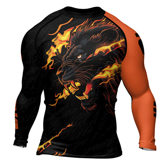 Rashninja Regal Roar Men's Long Sleeve Rash Guard | Lion Fightwear