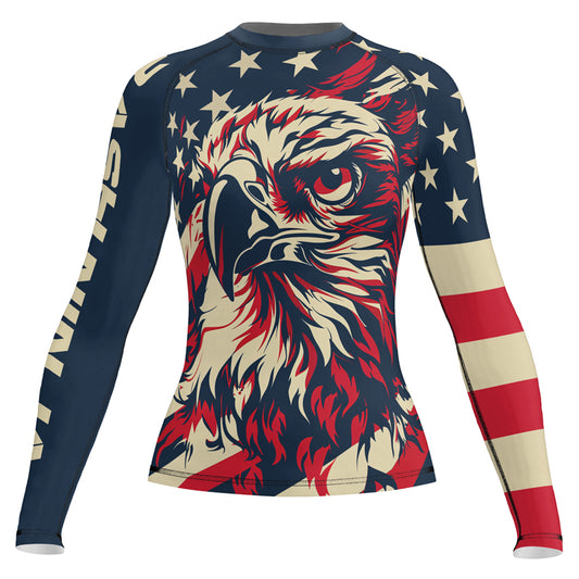 Rashninja Patriotic Eagle Flames Women's Long Sleeve Rash Guard

