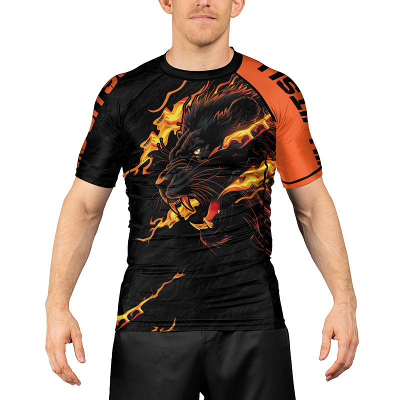 Rashninja Regal Roar Men's Short Sleeve Rash Guard | Lion Fightwear