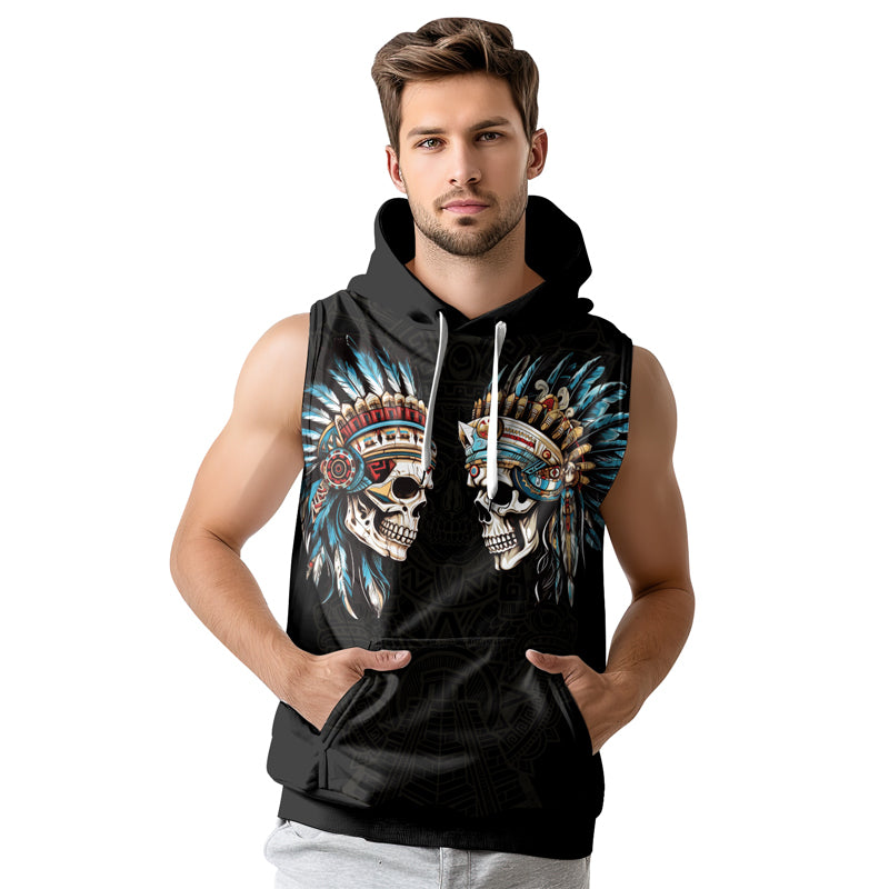 Rashninja Aztec High Chief Skull Sleeveless Hoodie | Sleeveless Hoodie