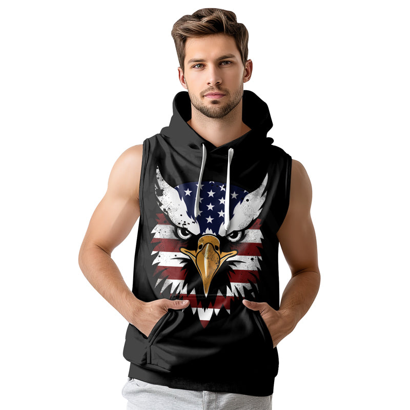 Rashninja American Eagle Head Sleeveless Hoodie |MMA Sleeveless Hoodie