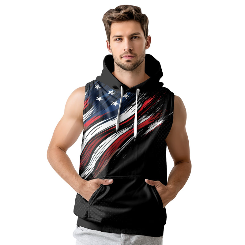 Rashninja Patriotic USA Flag Sleeveless Hoodie | MMA Sleeveless Hoodie