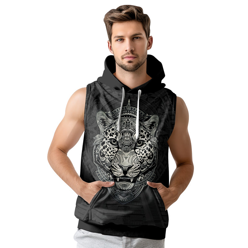 Rashninja Aztec Hunting Jaguar Sleeveless Hoodie | Sleeveless Hoodie