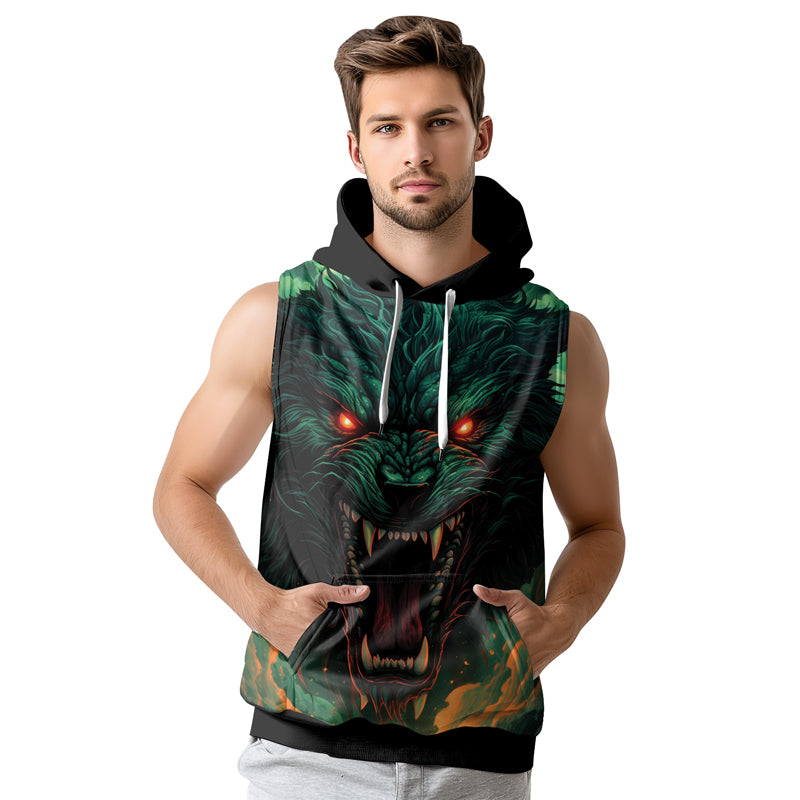 Rashninja Wild Snarling Wolf Sleeveless Hoodie | MMA Sleeveless Hoodie