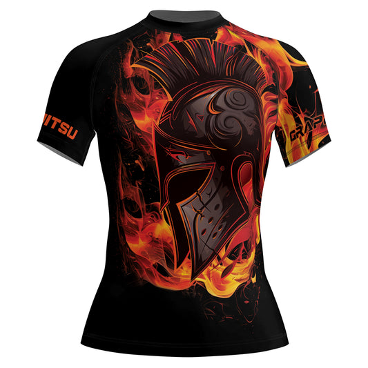 Rashninja Spartan Flame Helm Women's Short Sleeve Rash Guard