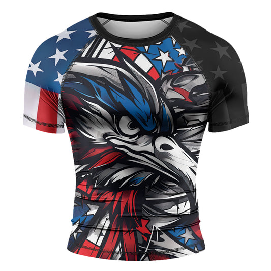 Rashninja Patriotic Eagle Sleeve Men's Short Sleeve Rash Guard