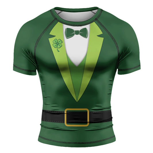 Rashninja Leprechaun Suit Men's Short Sleeve Rash Guard |Patrick Shirt