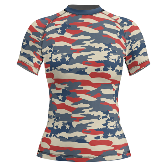 Rashninja American Camouflage Women's Short Sleeve Rash Guard