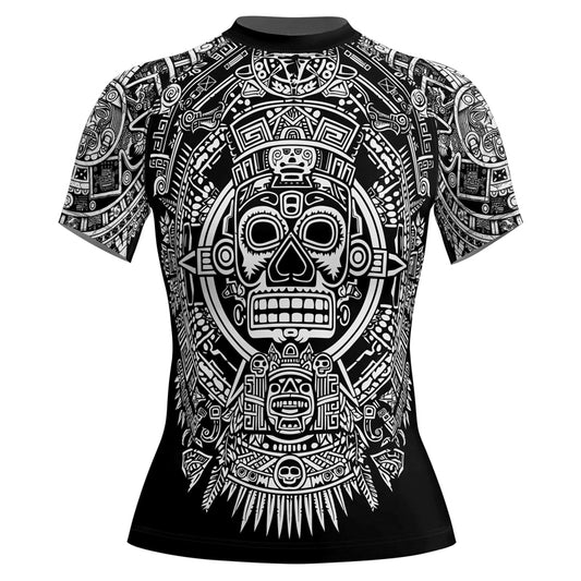 Rashninja Aztec Sun Stone Ranked Women's Short Sleeve Rash Guard