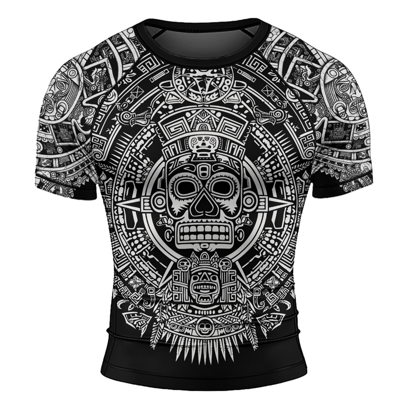 Rashninja Aztec Sun Stone Ranked Men's Short Sleeve Rash Guard