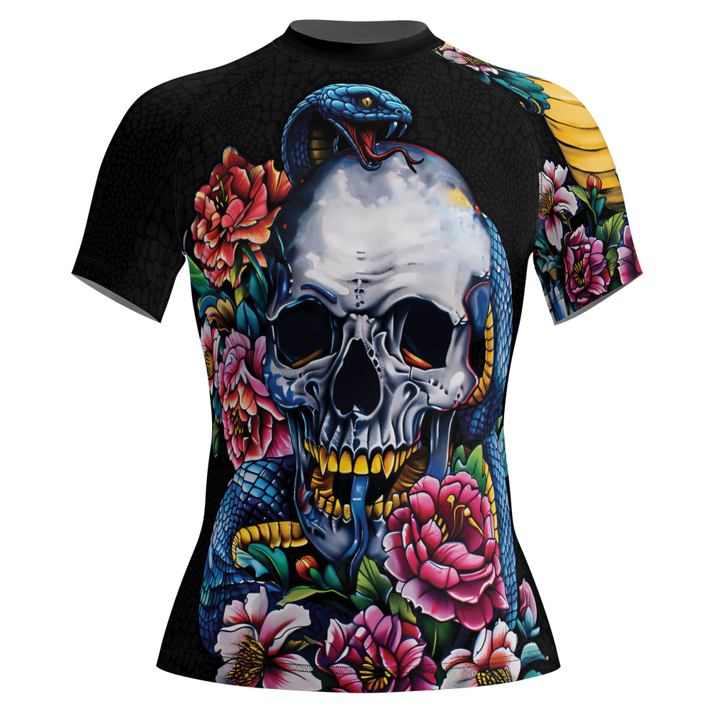 Rashninja Snake Dark Bloom Women's Short Sleeve Rash Guard
