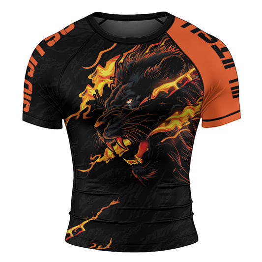 Rashninja Regal Roar Men's Short Sleeve Rash Guard | Lion Fightwear