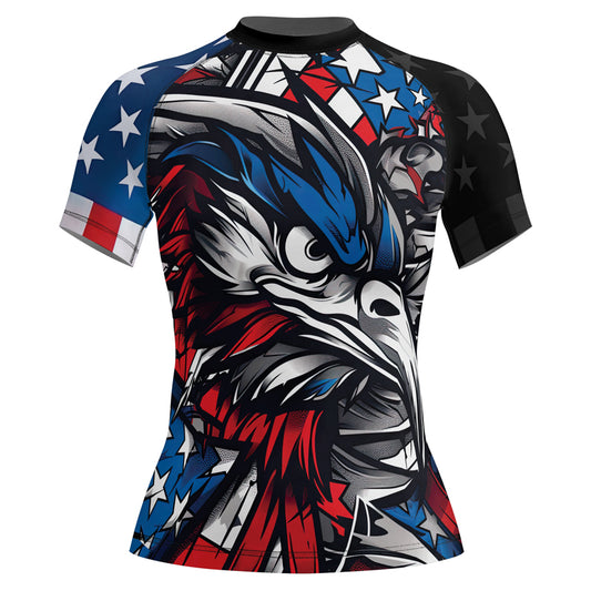 Rashninja Patriotic Eagle Sleeve Women's Short Sleeve Rash Guard

