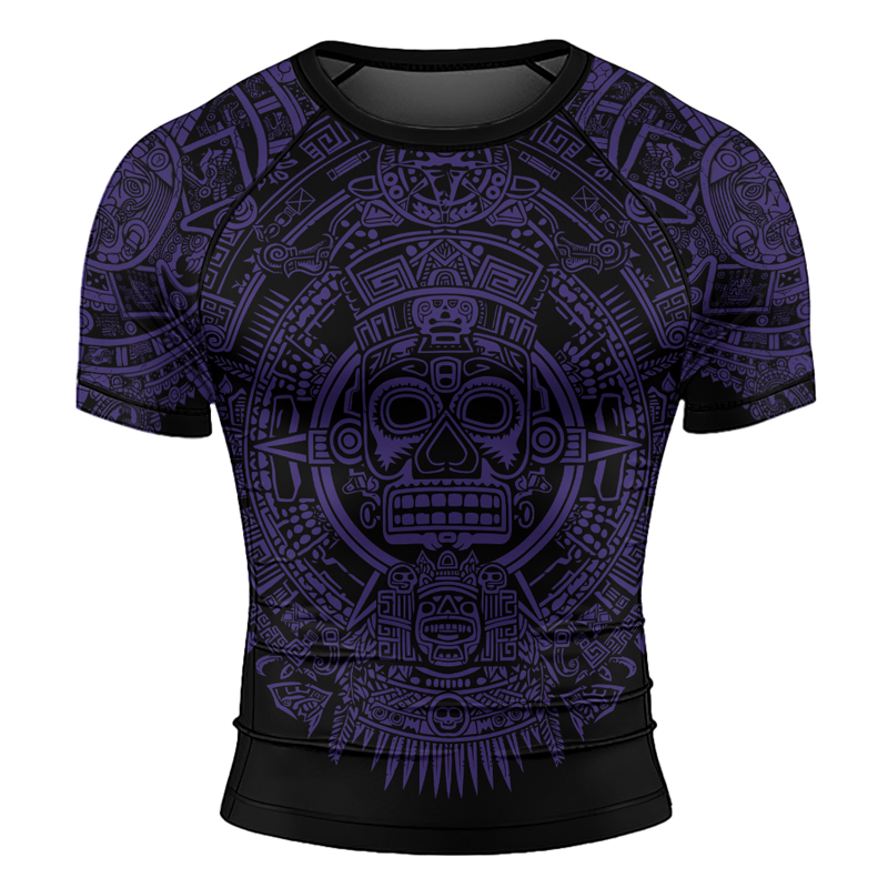 Rashninja Aztec Sun Stone Ranked Men's Short Sleeve Rash Guard