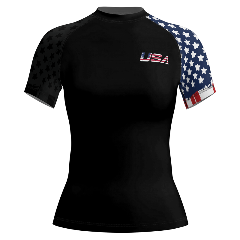 Rashninja American Flag Women's Short Sleeve Rash Guard