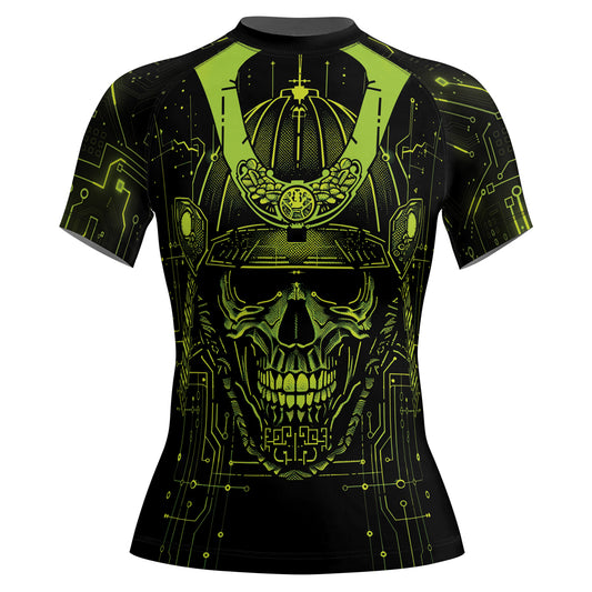 Rashninja Cyber Samurai Circuit Green Women's Short Sleeve Rash Guard

