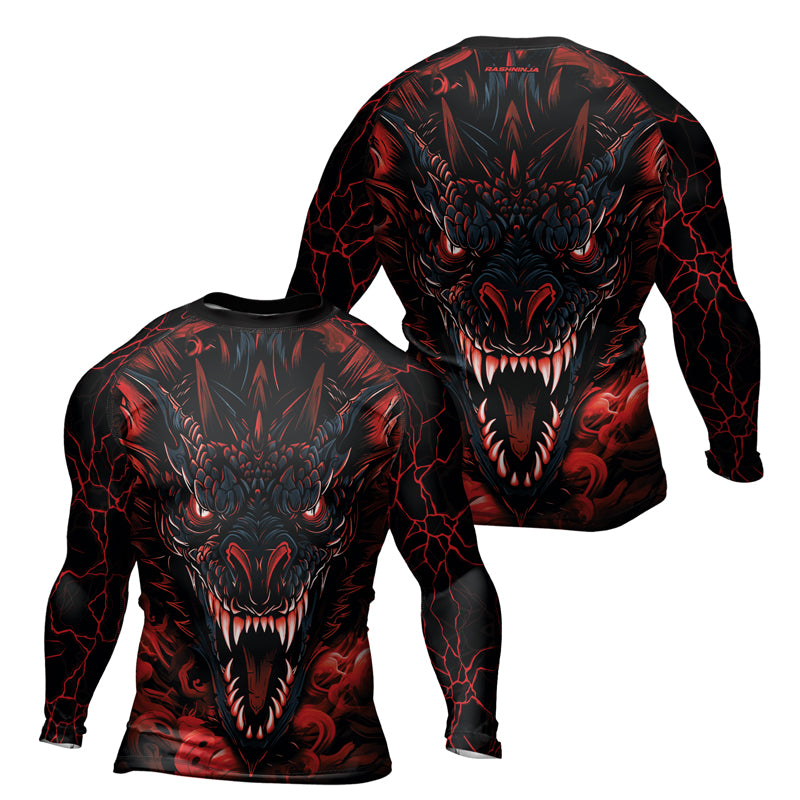 Rashninja Dragon Red Men's Long Sleeve Rash Guard