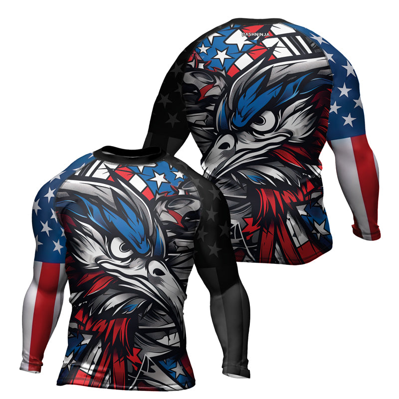Rashninja Patriotic Eagle Sleeve Men's Long Sleeve Rash Guard

