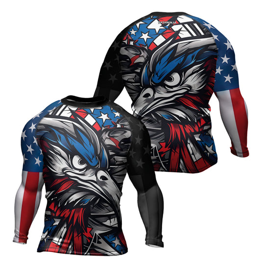 Rashninja Patriotic Eagle Sleeve Men's Long Sleeve Rash Guard

