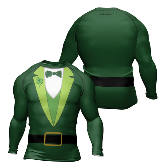 Rashninja Leprechaun Suit Men's Long Sleeve Rash Guard | Patrick Shirt